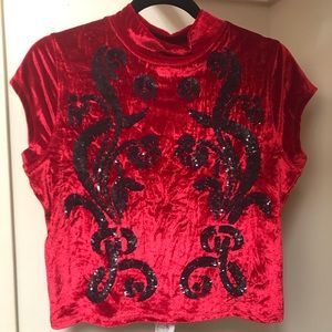 Free People Tops - Red top w black details Free People Tops - Red top w black details